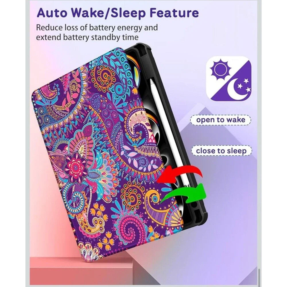 Kidcube for iPad Pro 13 Inch Case M4 2024 5th Generation Paisley Flower Purple